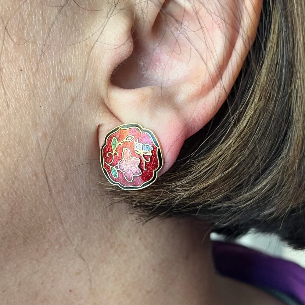 Enamel clip-on earrings